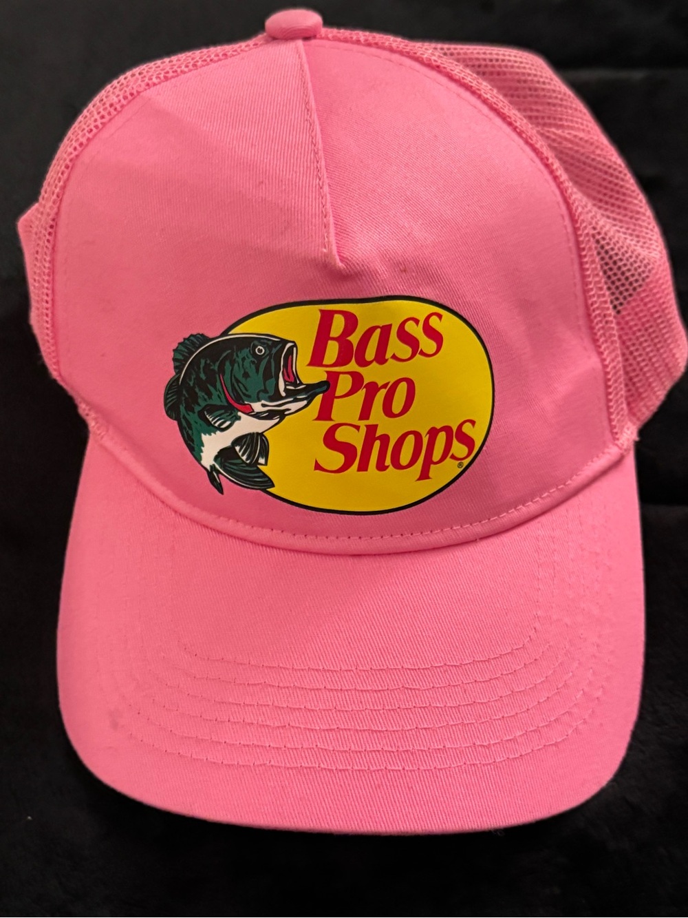 Bass Pro Shops Pink Trucker Hat with Yellow Logo